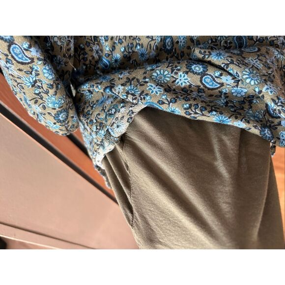 Hollister | Boho Green & Blue Paisley Keyhole Chest Long Sleeve Dress size 5 - Picture 6 of 6